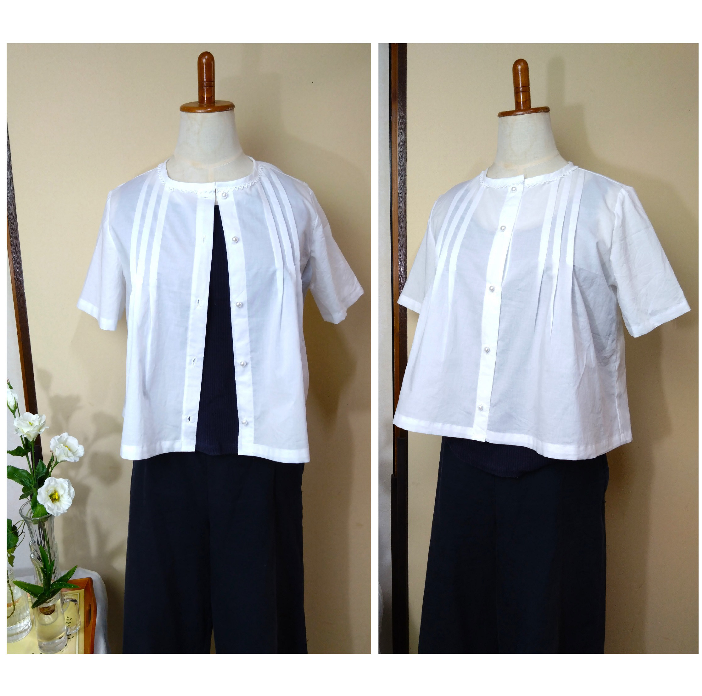 タックブラウス、オーガニックコットン（7号）