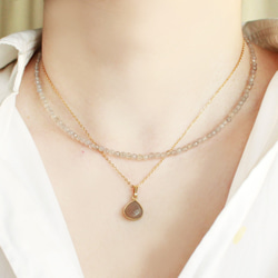 リビアングラス × オブシディアン ビーズ ネックレス meteorite82