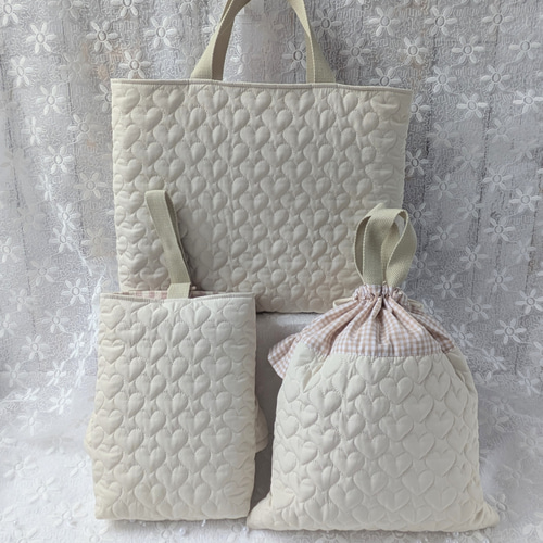 入園入学3点セット 手提げ 上履き袋 お着替え袋 スワンの親子の刺繍