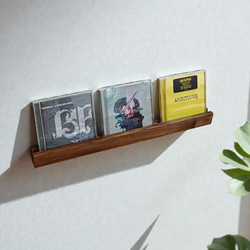 杉無垢材のCDディスプレイレール 6枚用 ウォールシェルフ CDラック