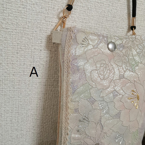 アンティークシルバーの帯ポシェット☆サコッシュ 帯リメイク