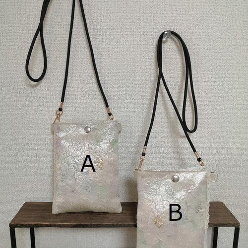 アンティークシルバーの帯ポシェット☆サコッシュ 帯リメイク