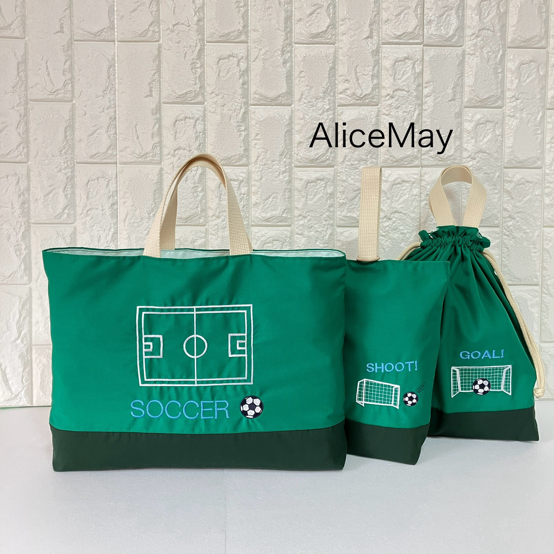 入園入学準備　入園グッズ　レッスンバッグ　サイズ変更可　上履き袋　体操服袋　男の子　サッカー