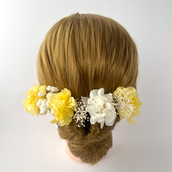 花の髪飾り 成人式 卒業式 イエロー ヘアパーツ ナチュラルカラー