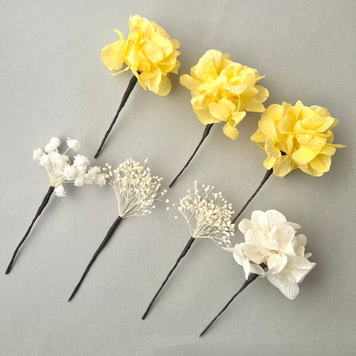 花の髪飾り 成人式 卒業式 イエロー ヘアパーツ ナチュラルカラー
