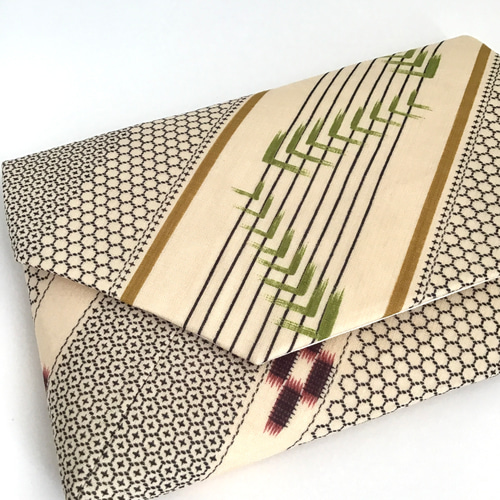 数寄屋袋 御朱印帳入れ 茶会 琉球ミンサー織 プリント着物生地