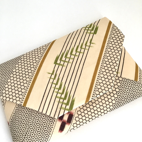 うさ／御朱印帳入れ、数寄屋袋 数寄屋袋 御朱印帳入れ 茶会 琉球ミンサー織 プリント着物生地