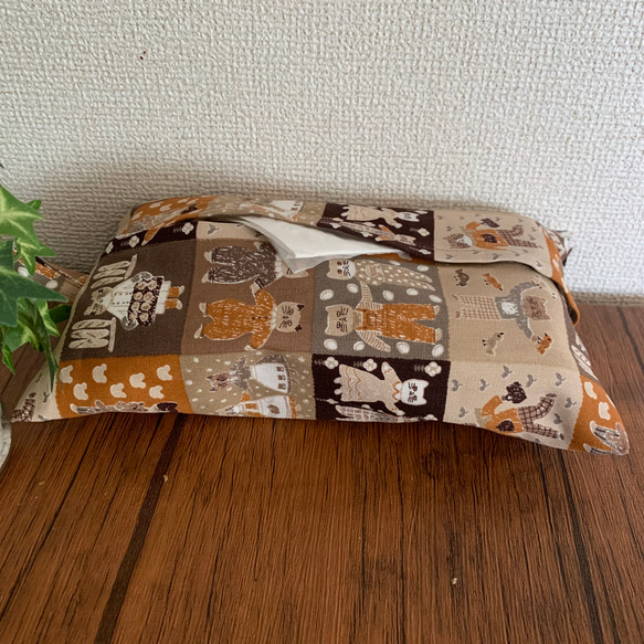 エコティッシュカバー☆マスクストッカー♪カントリー猫☆パッチワーク♪5カラー 7枚目の画像