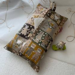 エコティッシュカバー☆マスクストッカー♪カントリー猫☆パッチワーク♪5カラー 4枚目の画像