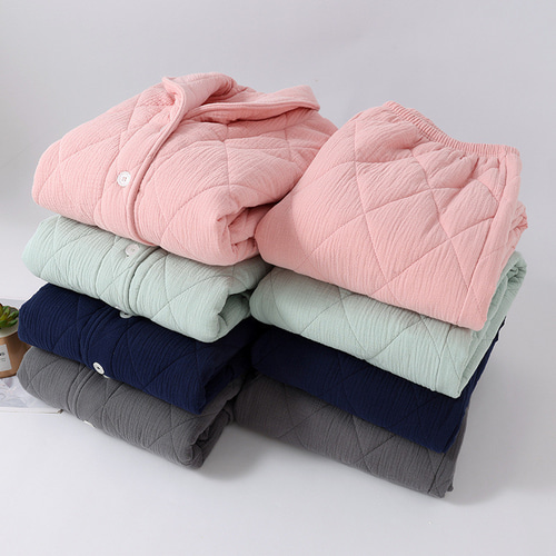 冬新作 6重ガーゼ 空気層 中綿いり レディース パジャマ ルームウェア