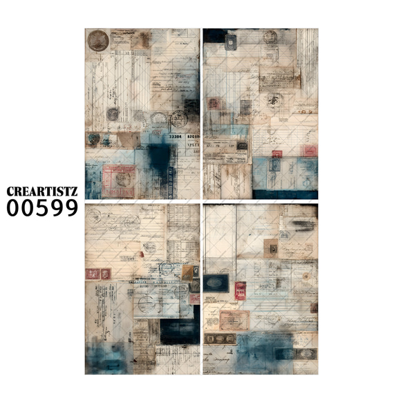 00599 背景 コラージュ素材 オリジナル 12枚セット (4種類×3枚