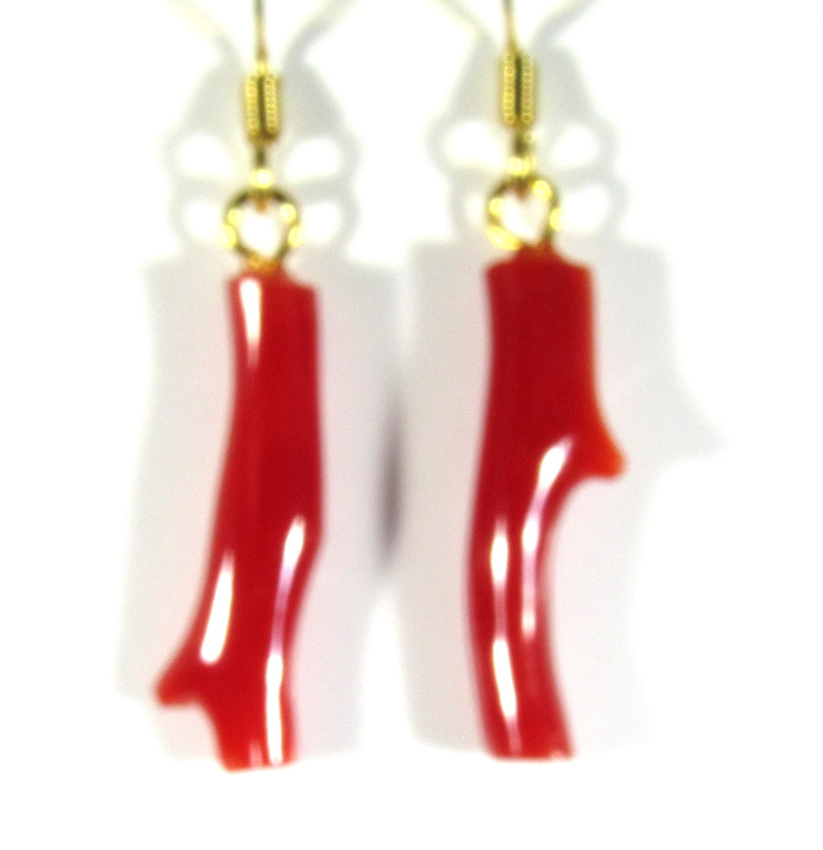 宝石珊瑚　さんご　アクセサリー・ジュエリ－　赤枝　ピアス　cw-1021