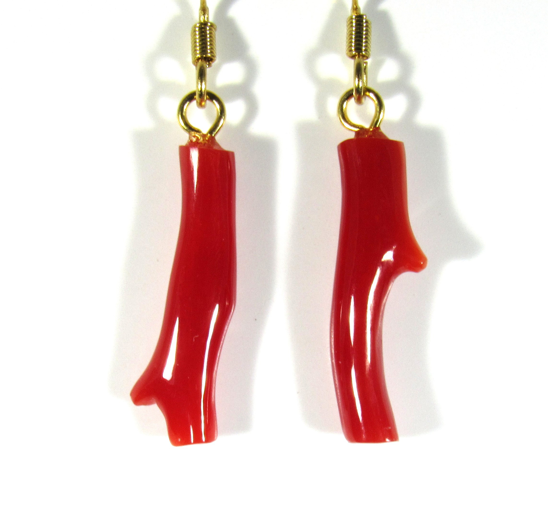 宝石珊瑚　さんご　アクセサリー・ジュエリ－　赤枝　ピアス　cw-1021