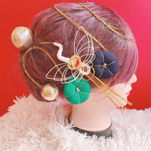 和玉☆成人式髪飾り☆御神輿☆パール☆お祭り髪飾り☆和装☆袴ヘア