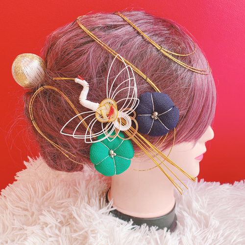 和玉☆成人式髪飾り☆御神輿☆パール☆お祭り髪飾り☆和装☆袴ヘア