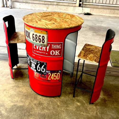 ドラム缶リメイクテーブル&チェア ドラム缶リメイクテーブル＆チェアセット 椅子（チェアー