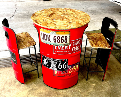 ドラム缶リメイクテーブル＆チェア 机・デスク SEA FLOWER 通販