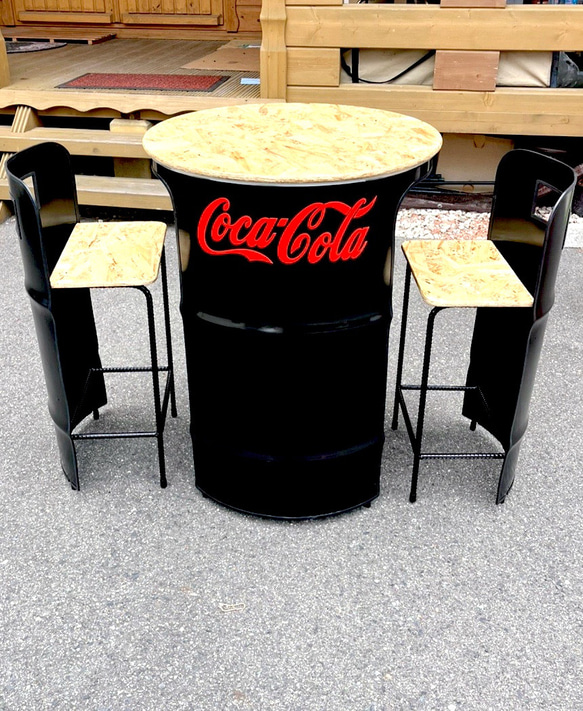 ドラム缶リメイクテーブル＆チェア 椅子（チェアー）・スツール