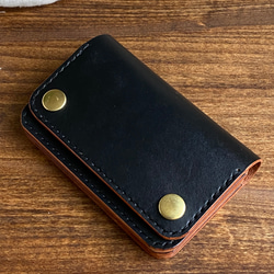 受注制作】栃木レザー茶芯ブラック/ミドルトラッカーウォレット 二