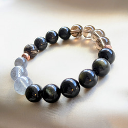 【星暦シリーズVol.1】★深層の目覚め★オブシディアン、ラブラドライト他　天然石ブレスレット 8001 3枚目の画像