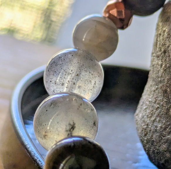 【星暦シリーズVol.1】★深層の目覚め★オブシディアン、ラブラドライト他　天然石ブレスレット 8001 7枚目の画像