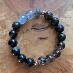 【星暦シリーズVol.1】★深層の目覚め★オブシディアン、ラブラドライト他　天然石ブレスレット 8001 2枚目の画像