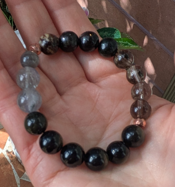 【星暦シリーズVol.1】★深層の目覚め★オブシディアン、ラブラドライト他　天然石ブレスレット 8001 8枚目の画像