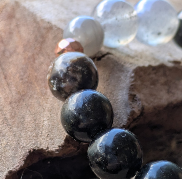 【星暦シリーズVol.1】★深層の目覚め★オブシディアン、ラブラドライト他　天然石ブレスレット 8001 6枚目の画像