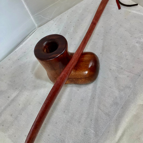 天然木　パープルハート長い靴べら／メンガリスブーツ型スタンド　一点物　手造り 天然木 パープルハート長い靴べら／メンガリスブーツ型スタンド 一点物