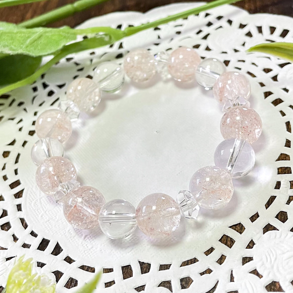 ピンクアゼツライト・水晶の天然石ブレスレット ブレスレット POM