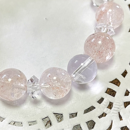 ピンクアゼツライト・水晶の天然石ブレスレット ブレスレット POM