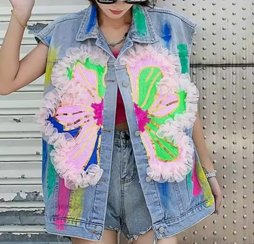 【身に纏うアート】ジャケット デニム レディース コート 気分が上がる ジャケット