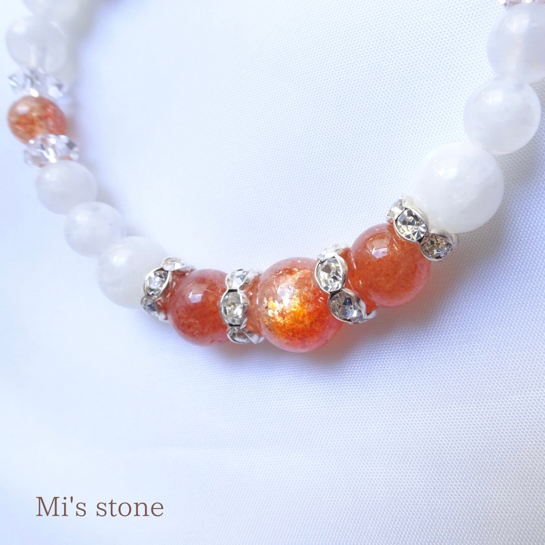 サンストーン×ムーンストーンの天然石ブレスレット