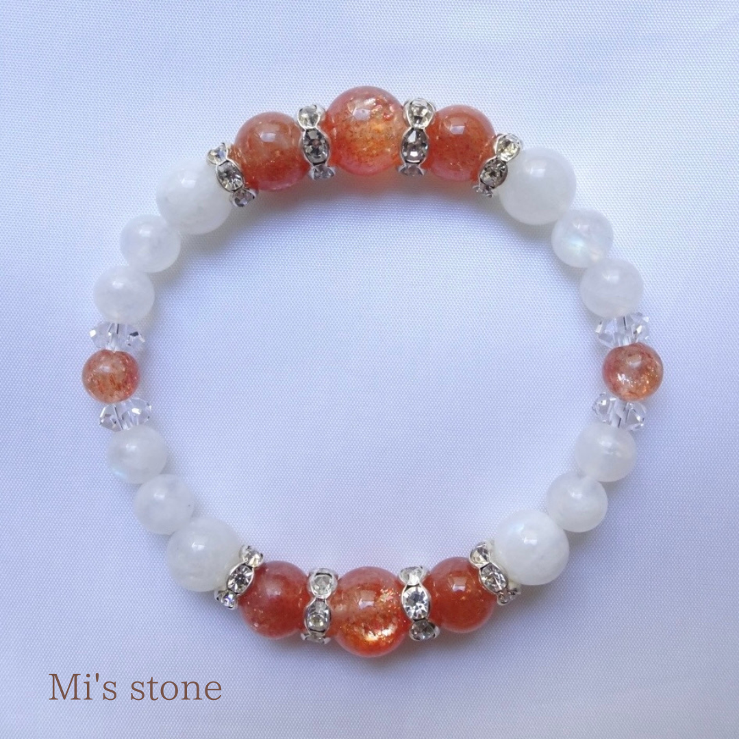 サンストーン×ムーンストーンの天然石ブレスレット