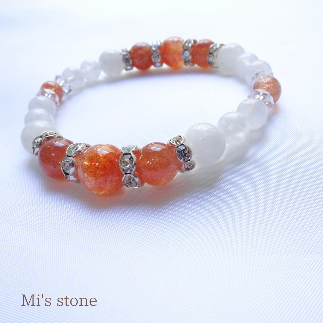 サンストーン×ムーンストーンの天然石ブレスレット