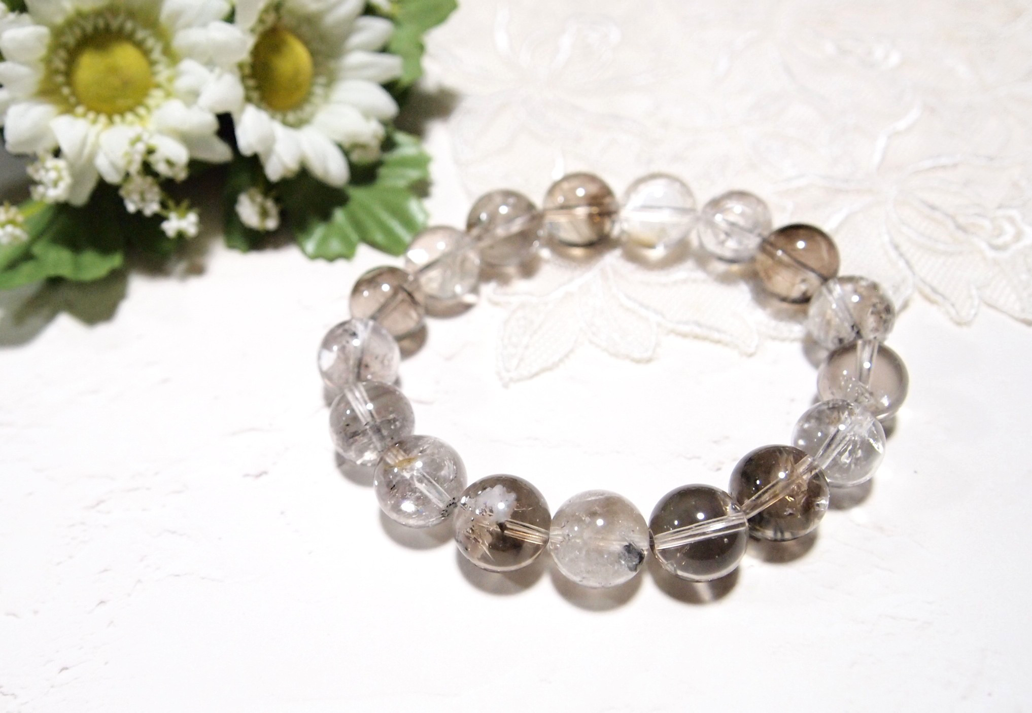 17cmのみ* 心の傷やトラウマを癒す* エレスチャルクォーツのブレスレット 腕輪 バングル 数珠