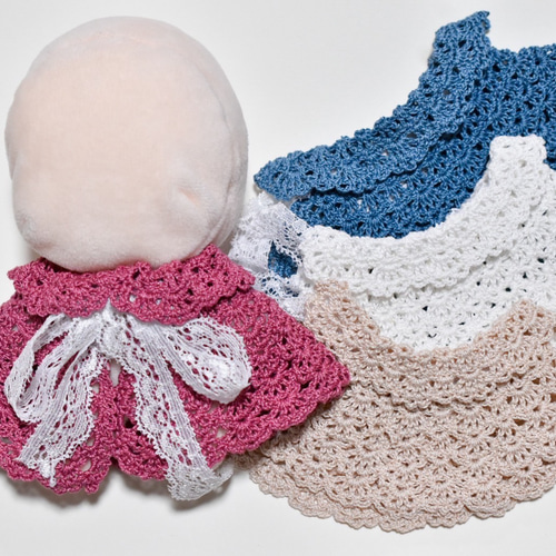 ぬい服 ケープ 10～15cm ぬいぐるみ 着せ替え服 レース編み リボン