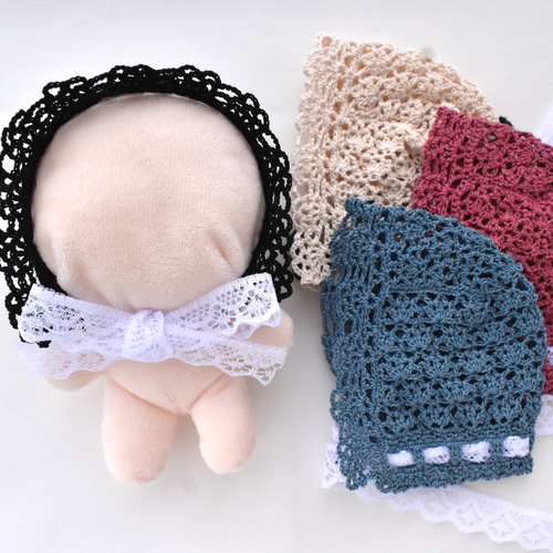 ぬい服 フード 10～15cm ぬいぐるみ 着せ替え服 レース編み ヘッド