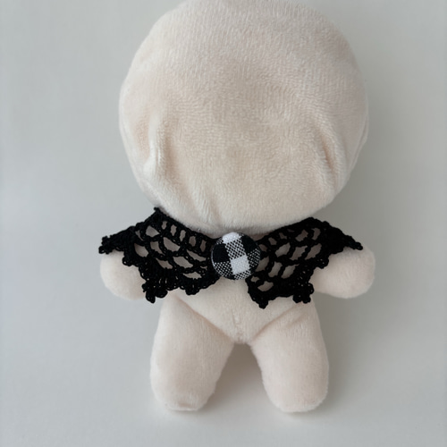 ぬい服 つけ襟 2本セット 黒 10～15cm ぬいぐるみ 着せ替え服 レース