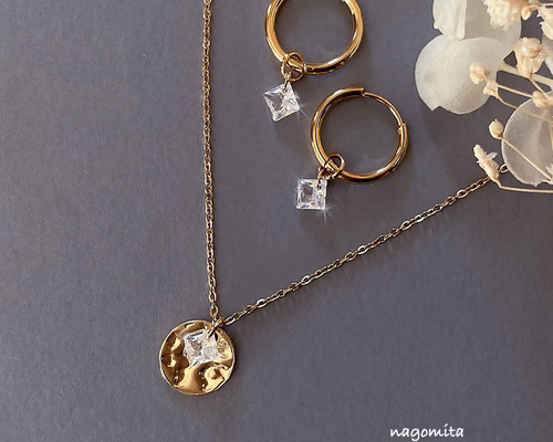 秋の新作 】月 と 星 ネックレス ピアス アクセサリーセット