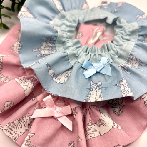 猫ちゃんザビエル首輪プレミアム たっぷりギャザー meow リード・首輪