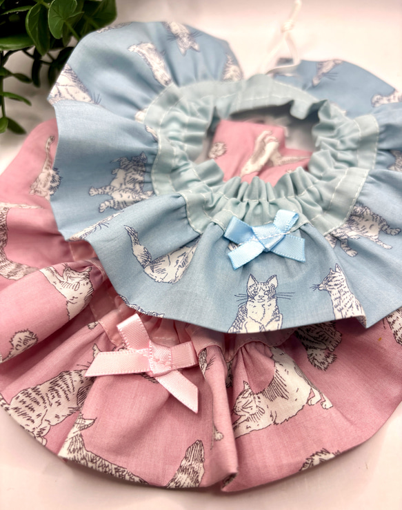 猫ちゃんザビエル首輪プレミアム たっぷりギャザー meow リード・首輪