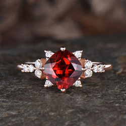 指輪 ガーネット 1月の誕生石天然ガーネットリング モアッサナイトクラスターリング