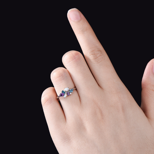 エ*君様 天然ブラックオパール アメジスト サファイア トルマリン リング s9 2月の誕生石天然アメジストリング 10月の誕生石オパールリング 12月の