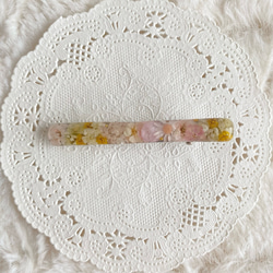 やわらか花＊イエローピンクのフラワーヘアピン 1枚目の画像