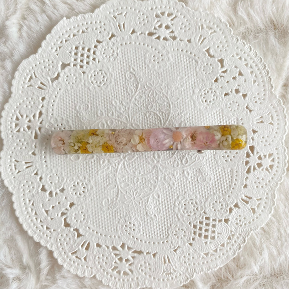 やわらか花＊イエローピンクのフラワーヘアピン 1枚目の画像