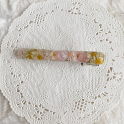 やわらか花＊イエローピンクのフラワーヘアピン 2枚目の画像