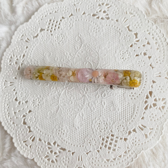 やわらか花＊イエローピンクのフラワーヘアピン 2枚目の画像