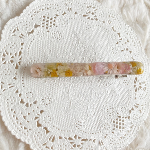 やわらか花＊イエローピンクのフラワーヘアピン 3枚目の画像