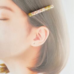 やわらか花＊イエローピンクのフラワーヘアピン 5枚目の画像